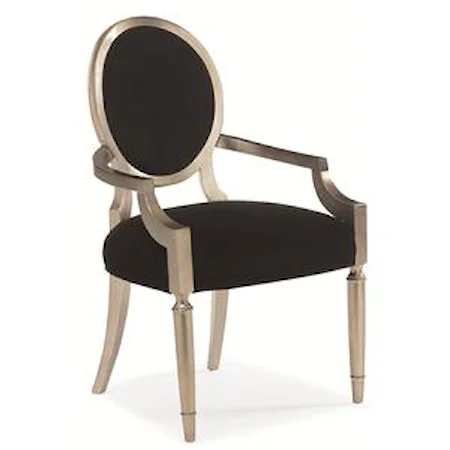 "Chit Chat" Velvet Upholstered Oval Back Dining Arm Chair